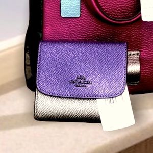 Sale NWT Coach Ltd Edition Metallic Grain Leather Colorblock Trifold Wallet